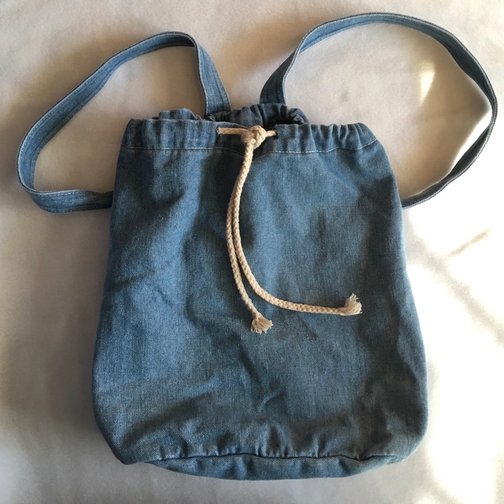 Denim Drawstring Backpack
